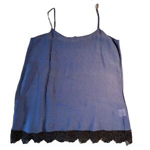 Anthropologie La Fee Verte navy cami with black lace trim XS